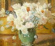 Anna Ancher, tulipaner i gron vase